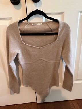 Abercrombie & Fitch Taupe Long Sleeve Knit Bodysuit